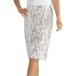 White House Black Market White and Black Snake-Print Pencil Skirt